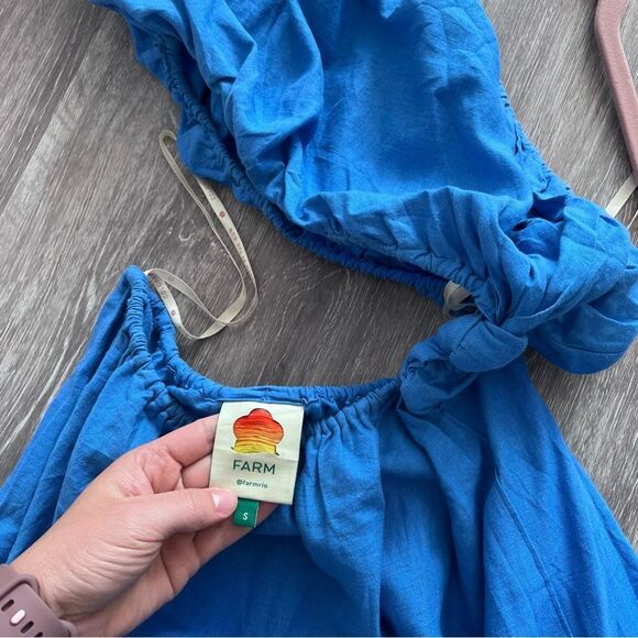 Farm Rio blue knotted one shoulder maxi dress women’s size S‎ - Picture 5 of 8